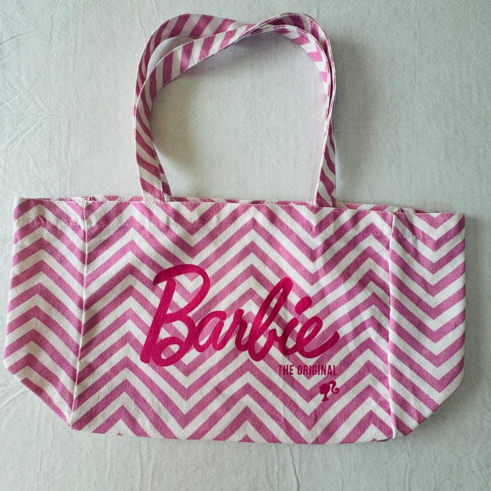 Barbie Canvas Tote Bag. Pink & White Color